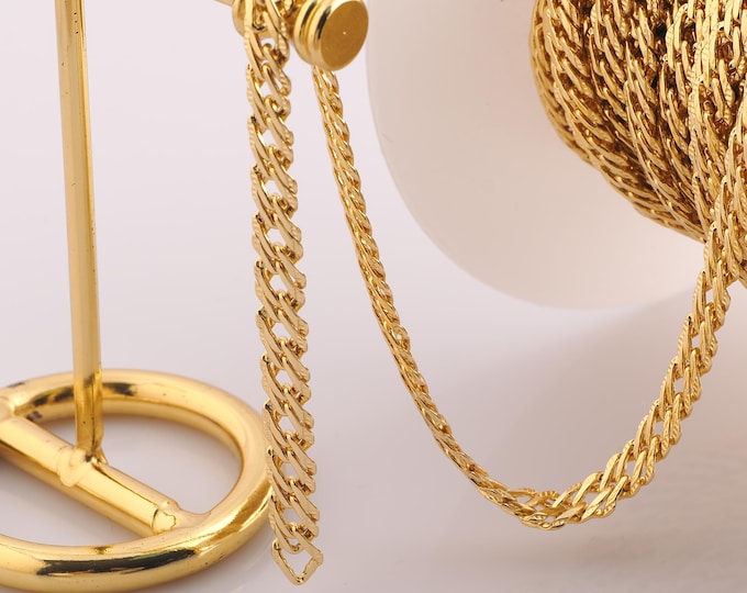 1 Meter Gold Curb Chain, 18K Gold Filled Semi Finished Chain, Specialty Chains, DIY Jewelry Making Supplies