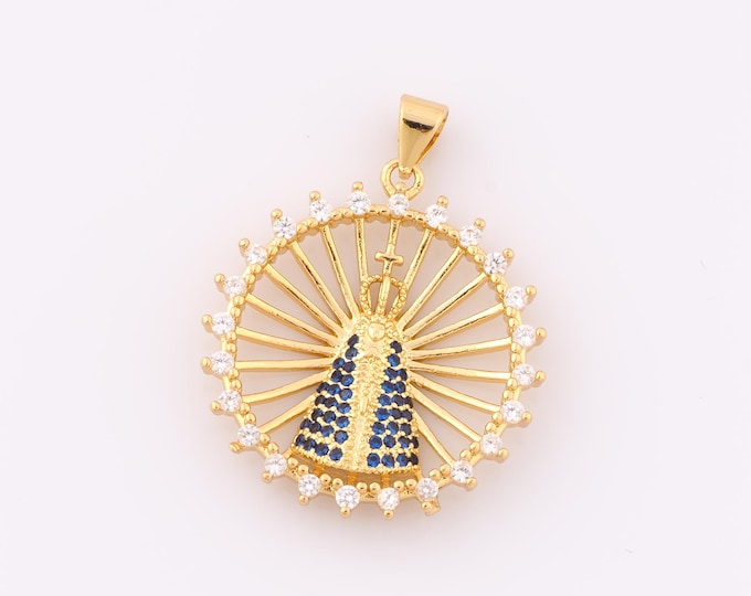 1 pcs Gold CZ Pope Pendant,18K Gold Filled Religious Charm,Christian Charm DIY Bracelet Necklace Jewelry Making Findings Supply