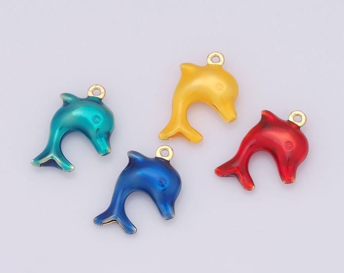 1 pcs Gold Dolphin Pendant,18K Gold Filled Dolphin Charm,Dolphin Charm DIY Bracelet Necklace Jewelry Making Findings Supply