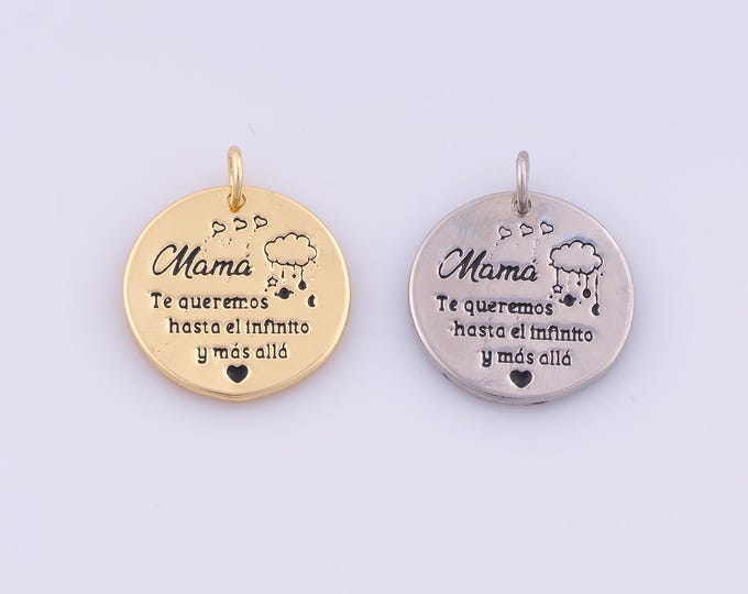 1 pcs Gold Round Medal Pendant,18K Gold Filled Disc Charm,Mother's Day Gift Charms DIY Bracelet Necklace Jewelry Making Findings Supply