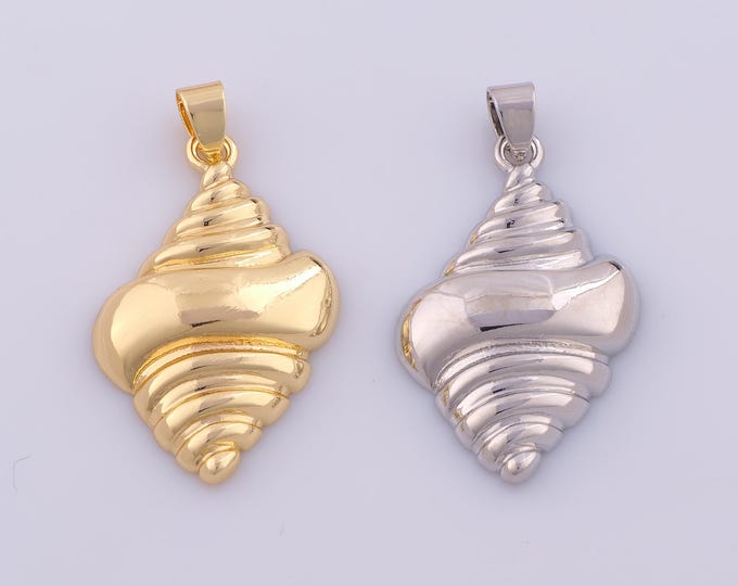 1 pcs Gold Conch Pendant,18K Gold Filled Conch Charm,Conch Charms DIY Bracelet Necklace Jewelry Making Findings Supply