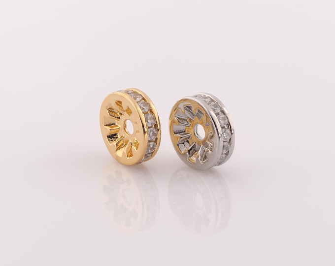 1 pcs 18K Gold Filled Round Flat Spacer Beads,Flat Beads,Round Beads for DIY Jewelry Making Findings Supply