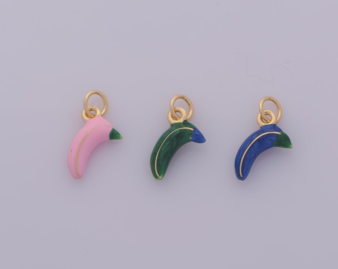 1 pcs Gold Enamel Banana Pendant,18K Gold Filled Fruit Charm,Banana Charms DIY Bracelet Necklace Jewelry Making Findings Supply