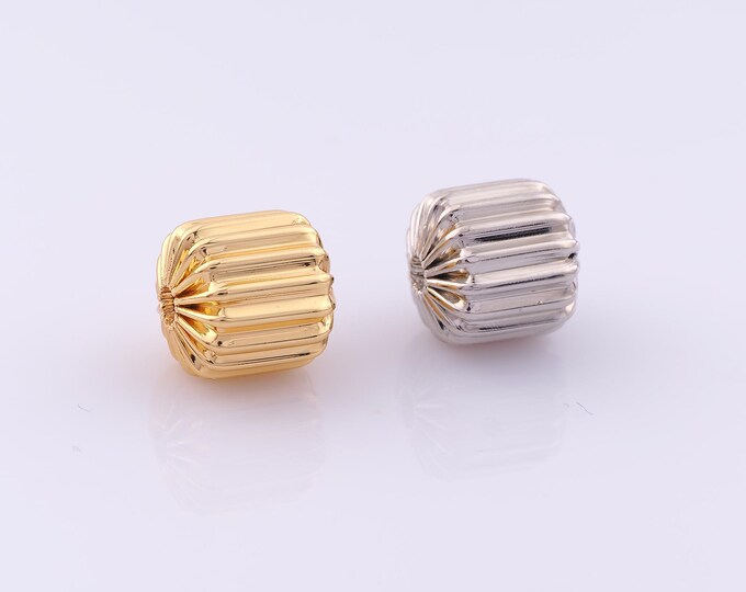 1 pcs 18K Gold Filled Corrugated Spacer Beads,Tube Beads,Corrugated Beads for DIY Jewelry Making Findings Supply
