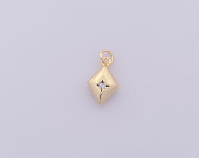 1 pcs Gold CZ Rhombus Pendant,18K Gold Filled Star Charm,Square Charms DIY Bracelet Necklace Jewelry Making Findings Supply