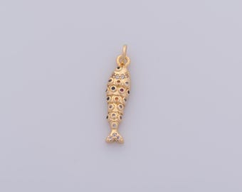 1 pcs Gold CZ Fish Pendant,18K Gold Filled Marine Life Charm,Fish Charms DIY Bracelet Necklace Jewelry Making Findings Supply