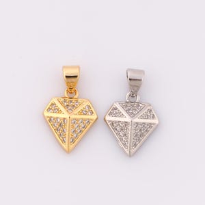 1 pcs Gold CZ Diamond Pendant,18K Gold Filled Diamond Charm,Diamond Charm DIY Bracelet Necklace Jewelry Making Findings Supply