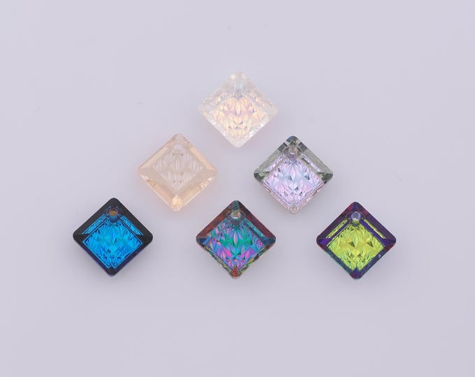 1 pcs Princess Cut Crystal Pendant,Crystal AB Charms,Austrian Crystal,Made in Austria DIY Bracelet Necklace Jewelry Making Findings Supply