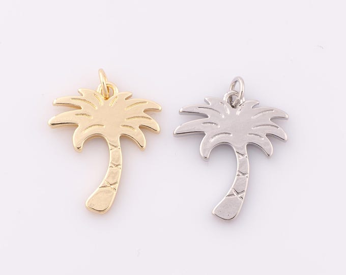 1 pcs Gold Coconut Tree Pendant,18K Gold Filled Tree Charm,Minimalist Charm DIY Bracelet Necklace Jewelry Making Findings Supply