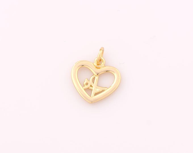 1 pcs Gold Heart Pendant,18K Gold Filled Fe Charm,Heart Charms DIY Bracelet Necklace Jewelry Making Findings Supply