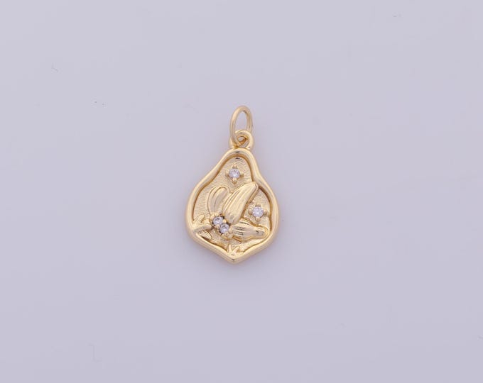 1 pcs Gold CZ Flower Pendant,18K Gold Filled Leaf Charm,Flower Charms DIY Bracelet Necklace Jewelry Making Findings Supply