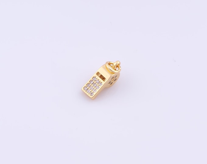 1 pcs Gold CZ Whistle Pendant,18K Gold Filled Whistle Charm,Whistle Charms DIY Bracelet Necklace Jewelry Making Findings Supply
