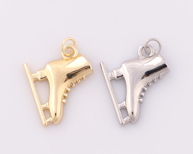 1 pcs Gold Skate Shoe Pendant,18K Gold Filled Skate Shoe Charm,Skate Shoe Charm DIY Bracelet Necklace Jewelry Making Findings Supply