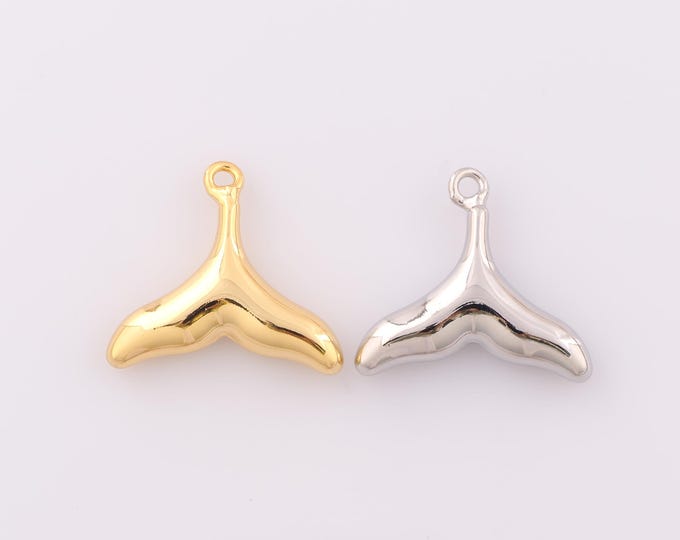 1 pcs Gold Fishtail Pendant,18K Gold Filled Fishtail Charm,Fishtail Charm DIY Bracelet Necklace Jewelry Making Findings Supply