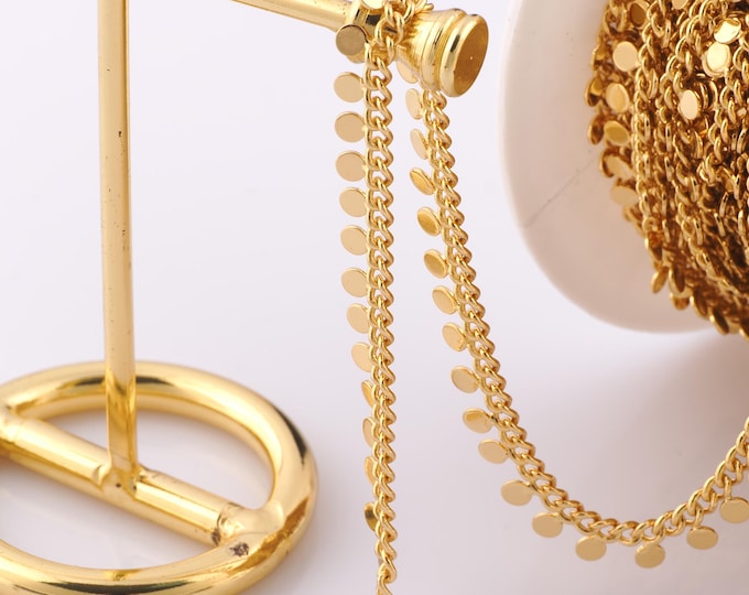 1 Meter Gold Curb Chain, 18K Gold Filled Semi Finished Chain, Specialty Chains, DIY Jewelry Making Supplies