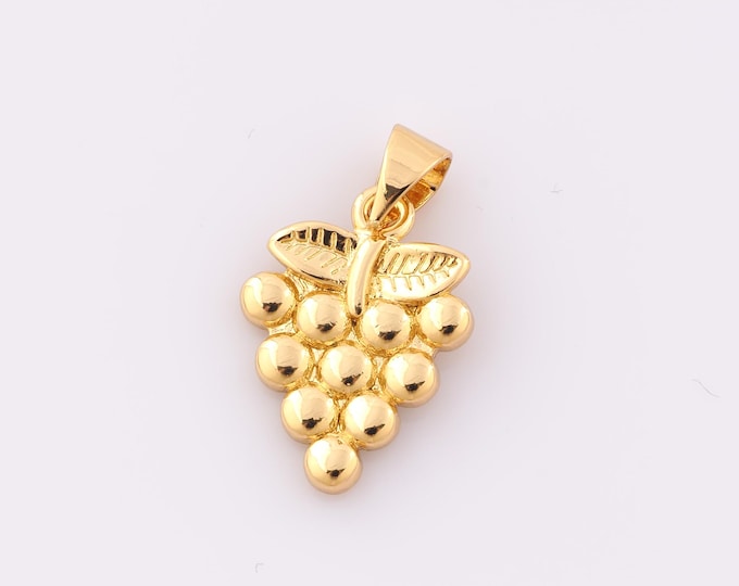 1 pcs Gold Grape Pendant,18K Gold Filled Grape Charm,Grape Charm DIY Bracelet Necklace Jewelry Making Findings Supply