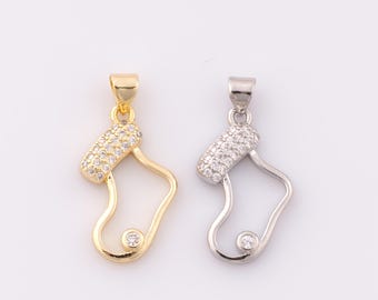 1 pcs Gold CZ Christmas Stockings Pendant,18K Gold Filled Christmas Stockings Charm,DIY Bracelet Necklace Jewelry Making Findings Supply