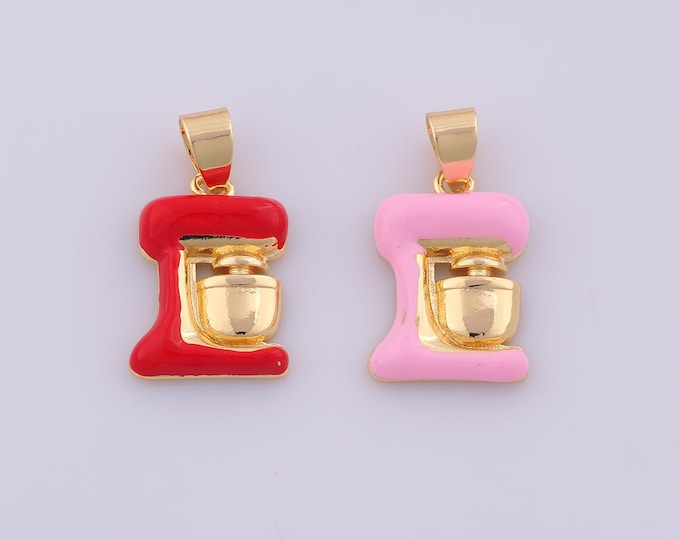 1 pcs Gold Enamel Mixer Pendant,18K Gold Filled Blender Charm,Mixer Charms DIY Bracelet Necklace Jewelry Making Findings Supply