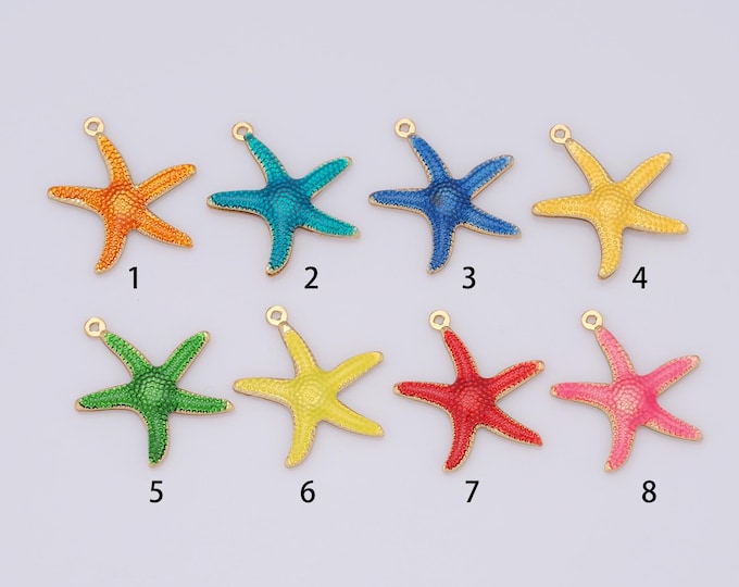 1 pcs Gold Starfish Pendant,18K Gold Filled Starfish Charm,Starfish Charm DIY Bracelet Necklace Jewelry Making Findings Supply