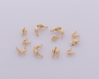 50 pcs 18K Gold Filled Clamshell Calotte Bead Tip End Cap Knot Cover DIY Bracelet Necklace Jewelry Making Finding Supply
