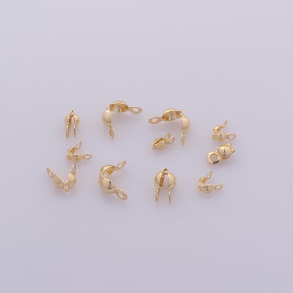 50 pcs 18K Gold Filled Clamshell Calotte Bead Tip End Cap Knot Cover DIY Bracelet Necklace Jewelry Making Finding Supply