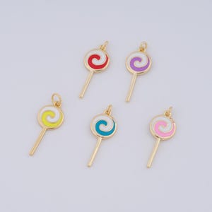1 pcs Gold Lollipop Pendant,18K Gold Filled Enamel Lollipop Charm,Lollipop Charm DIY Bracelet Necklace Jewelry Making Findings Supply