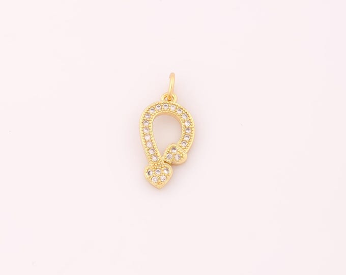 1 pcs Gold CZ Heart Pendant,18K Gold Filled Love Charm,Heart Charms DIY Bracelet Necklace Jewelry Making Findings Supply