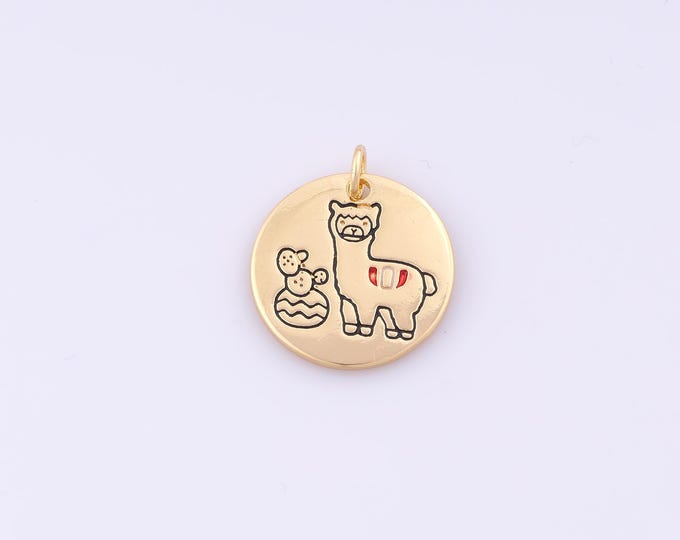 1 pcs Gold Alpaca Pendant,18K Gold Filled Animal Charm,Alpaca Charms DIY Bracelet Necklace Jewelry Making Findings Supply