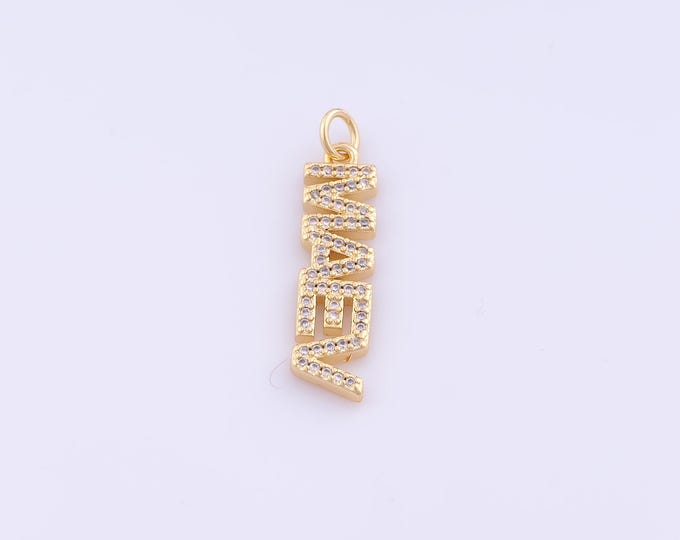 1 pcs Gold CZ MAEV Pendant,18K Gold Filled Letter Charm,Maev Charms DIY Bracelet Necklace Jewelry Making Findings Supply