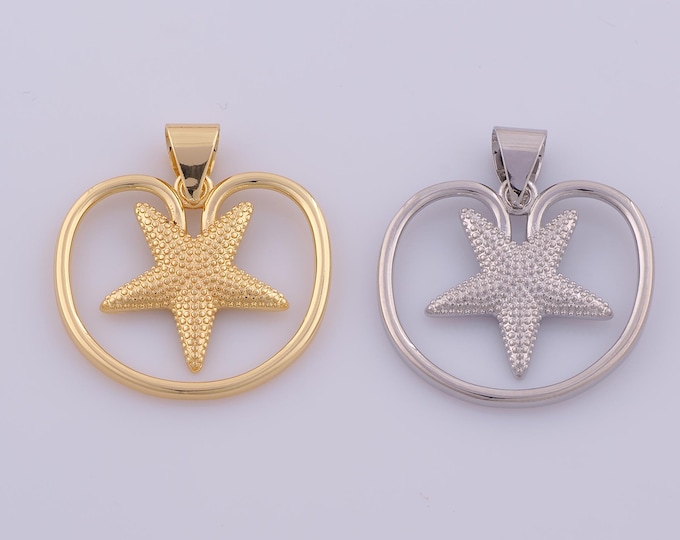 1 pcs Gold Starfish Pendant,18K Gold Filled Starfish Charm,Starfish Charms DIY Bracelet Necklace Jewelry Making Findings Supply