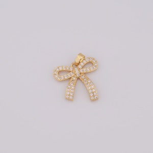 1 pcs Gold Bow Pendant,18K Gold Filled Bow Charm,Bow Charm DIY Bracelet Necklace Jewelry Making Findings Supply