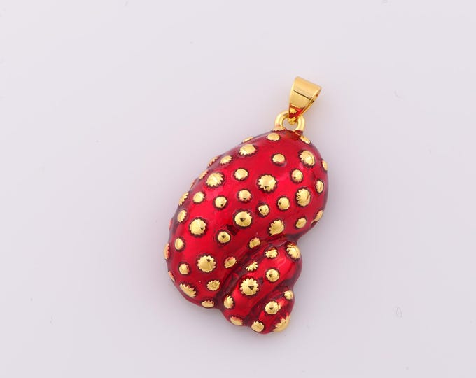 1 pcs Gold Enamel Conch Pendant,18K Gold Filled Conch Charm,Conch Charm DIY Bracelet Necklace Jewelry Making Findings Supply