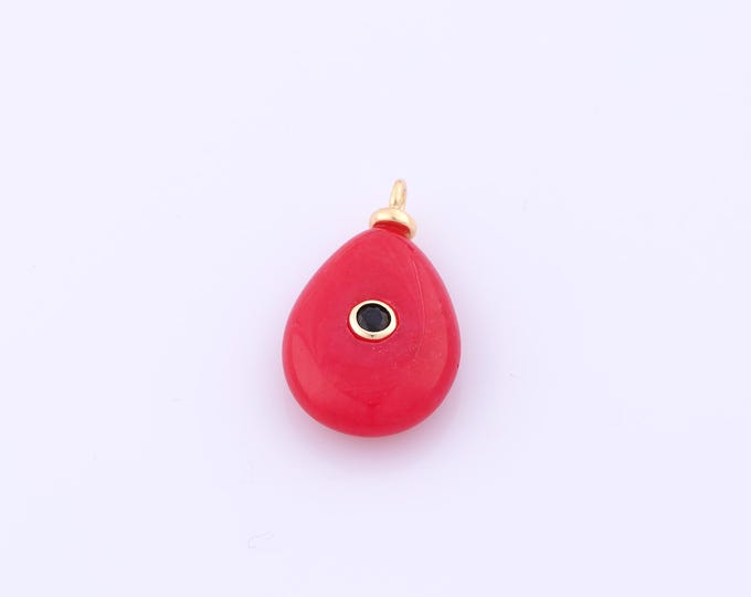 1 pcs Gold Energy Stone Pendant,18K Gold Filled Natural Stone Charm,Red Jade Charms DIY Bracelet Necklace Jewelry Making Findings Supply
