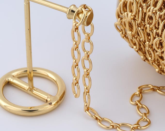 1 Meter Gold Oval Chain, 18K Gold Filled Semi Finished Chain, Specialty Chains, DIY Jewelry Making Supplies