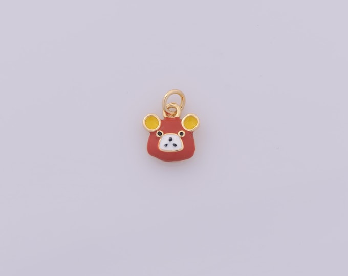 1 pcs Gold Enamel Cow Pendant,18K Gold Filled Animal Charm,Cow Charms DIY Bracelet Necklace Jewelry Making Findings Supply