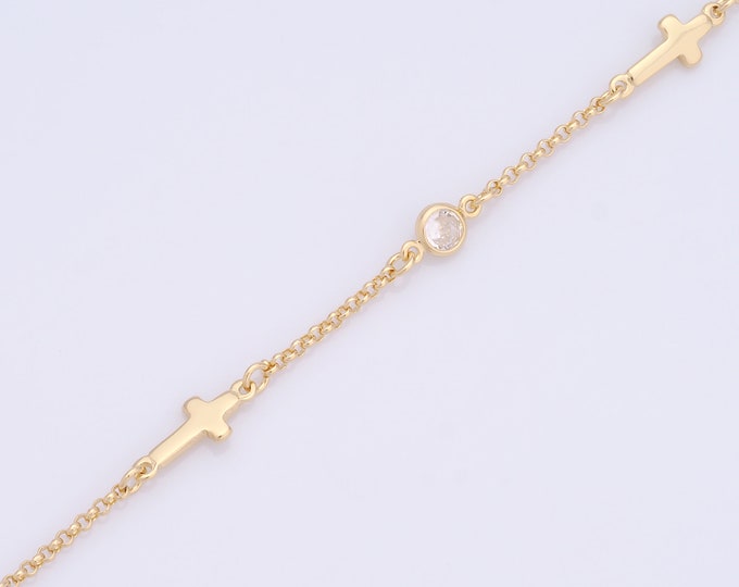 1 Meter Gold Cross Satellite Chain, 18K Gold Filled Semi Finished Chain, Specialty Chains, DIY Jewelry Making Supplies