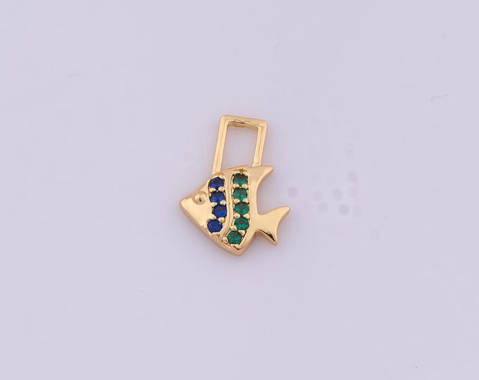 1 pcs Gold CZ Fish Pendant,18K Gold Filled Marine Life Charm,Fish Charms DIY Bracelet Necklace Jewelry Making Findings Supply