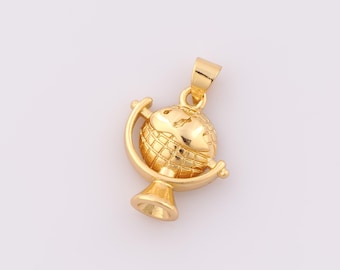 1 pcs Gold Globe Pendant,18K Gold Filled Globe Charm,Globe Charm DIY Bracelet Necklace Jewelry Making Findings Supply