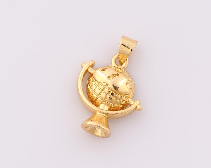 1 pcs Gold Globe Pendant,18K Gold Filled Globe Charm,Globe Charm DIY Bracelet Necklace Jewelry Making Findings Supply