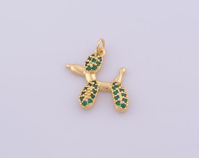 1 pcs Gold CZ Dog Pendant,18K Gold Filled Animal Charm,Dog Charms DIY Bracelet Necklace Jewelry Making Findings Supply