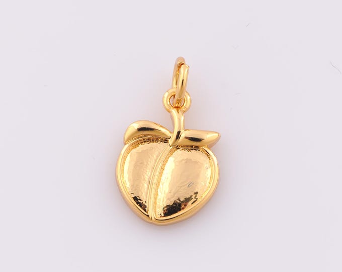 1 pcs Gold Peach Pendant,18K Gold Filled Peach Charm,Peach Charm DIY Bracelet Necklace Jewelry Making Findings Supply