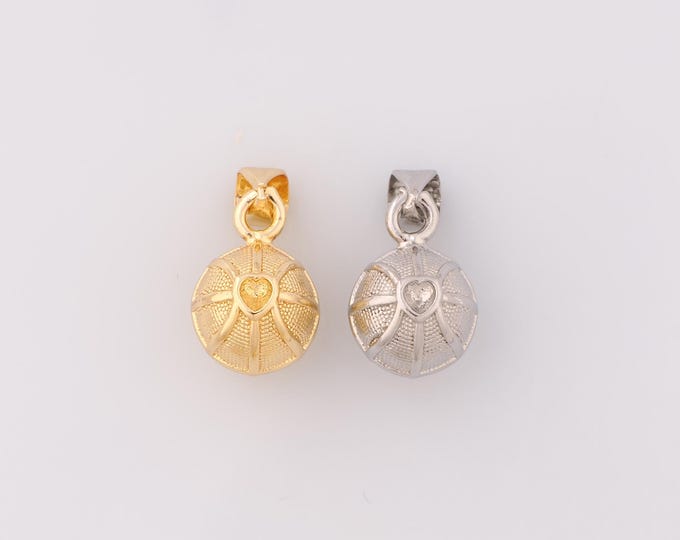 1 pcs Gold Basketball Pendant,18K Gold Filled Sports Charm,Basketball Charms,DIY Bracelet Necklace Jewelry Making Findings Supply