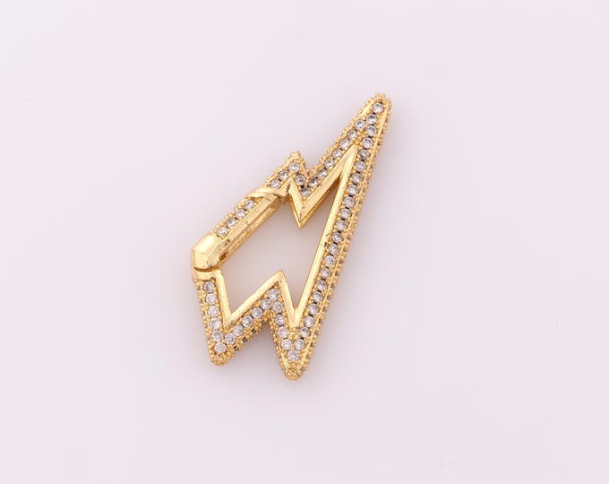 1 pcs Gold CZ Lightning Clasp,18K Gold Filled Push Door Clasp,Snap Clasp for DIY Bracelet Necklace Jewelry Making Findings Supply