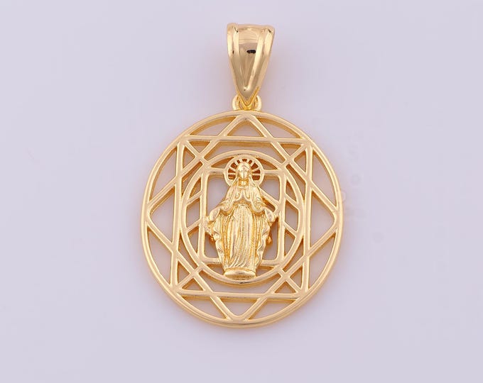 1 pcs Gold Virgin Mary Pendant,18K Gold Filled Religion Charm,Catholic Charms DIY Bracelet Necklace Jewelry Making Findings Supply