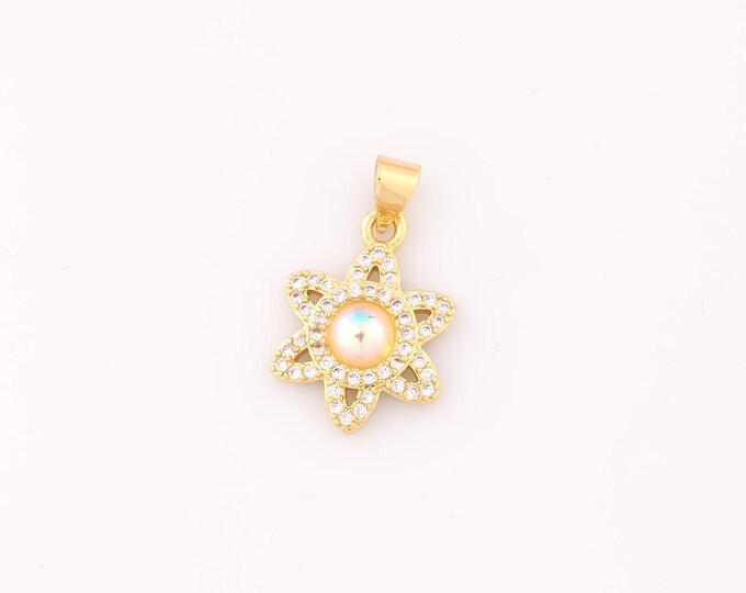 1 pcs Gold CZ David Star Pendant,18K Gold Filled Jewish Star Charm,Hexagram Charms DIY Bracelet Necklace Jewelry Making Findings Supply