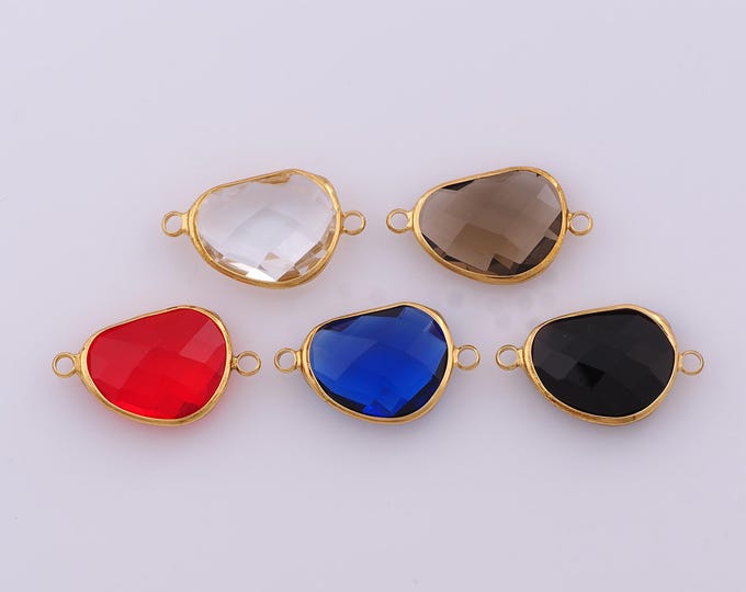 1 pcs Gold Heart Gemstone Connector,18K Gold Filled Heart Connector,DIY Bracelet Necklace Jewelry Making Findings Supply