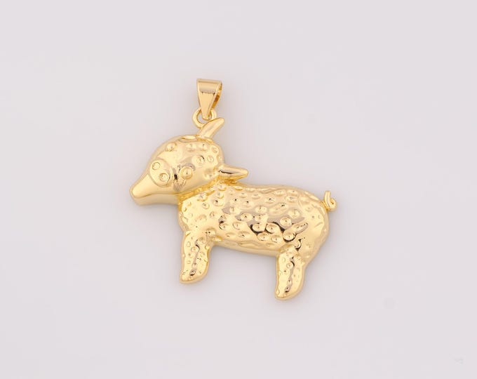 1 pcs Gold Sheep Pendant,18K Gold Filled Animal Charm,Sheep Charms DIY Bracelet Necklace Jewelry Making Findings Supply