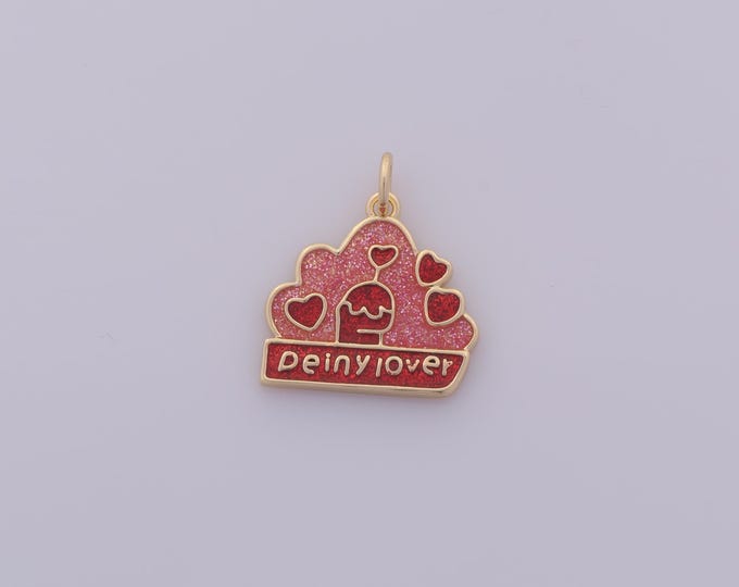 1 pcs Gold Enamel Heart Pendant,18K Gold Filled Love Charm,Letter Charms DIY Bracelet Necklace Jewelry Making Findings Supply