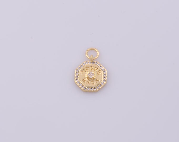 1 pcs Gold CZ Hexagon Pendant,18K Gold Filled Letter Charm,Hexagon Charms DIY Bracelet Necklace Jewelry Making Findings Supply