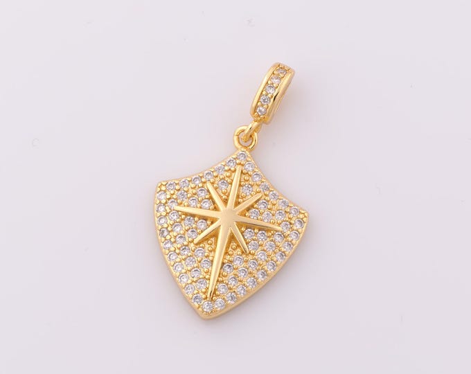1 pcs Gold CZ Polaris Pendant,18K Gold Filled North Star Charm,Polaris Charm DIY Bracelet Necklace Jewelry Making Findings Supply